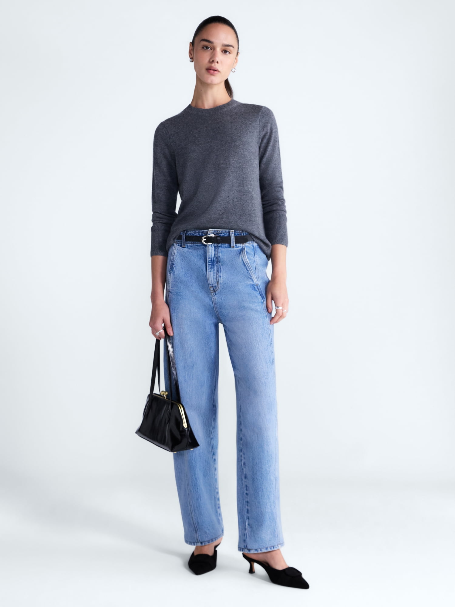 Free Assembly Women's and Women's Plus Cashmere Sweater with Long Sleeves, Sizes XS-4X