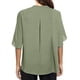 thumbnail image 3 of Tops de verano para mujer, cuello en V, media manga, exquisito color puro, elegante, blusa informal para mujer, para fiesta, oficina, salida, verde claro XL, 3 of 5