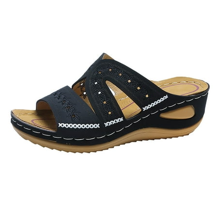 

Fabiurt Platform Sandals Women Wedge Women Clip Toe Sandals Jelly Beach Flip Flops Female Students Korean Fashion Wear Summer Flat Sandals Black Black 44
