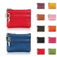 thumbnail image 6 of Huanledash Key Ring Multi Slots Women Wallet Bright Color 3 Zipper Pockets Faux Leather Coin Purse for Daily Using, 6 of 8