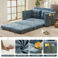thumbnail image 5 of BedLuxury 55" Foldable Loveseat Futon Sofa Bed with Cup Holder & Storage Pocket, Sleeper Couch, Space Saving, Chenille Blue, 5 of 7