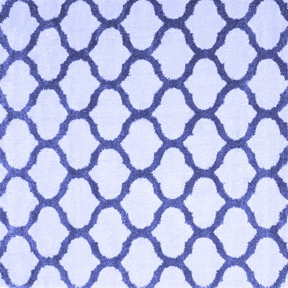 Ahgly Company Machine Washable Indoor Square Trellis Blue Contemporary Area Rugs, 6' Square