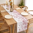 thumbnail image 3 of Pink Leaves Table Runner - 108 Inch Long Summer Botanical Cotton and Linen Blended Dress Scarves Farmhouse Table Runner for Kitchen Dining, Coffee Table, 13" x 108", 3 of 8