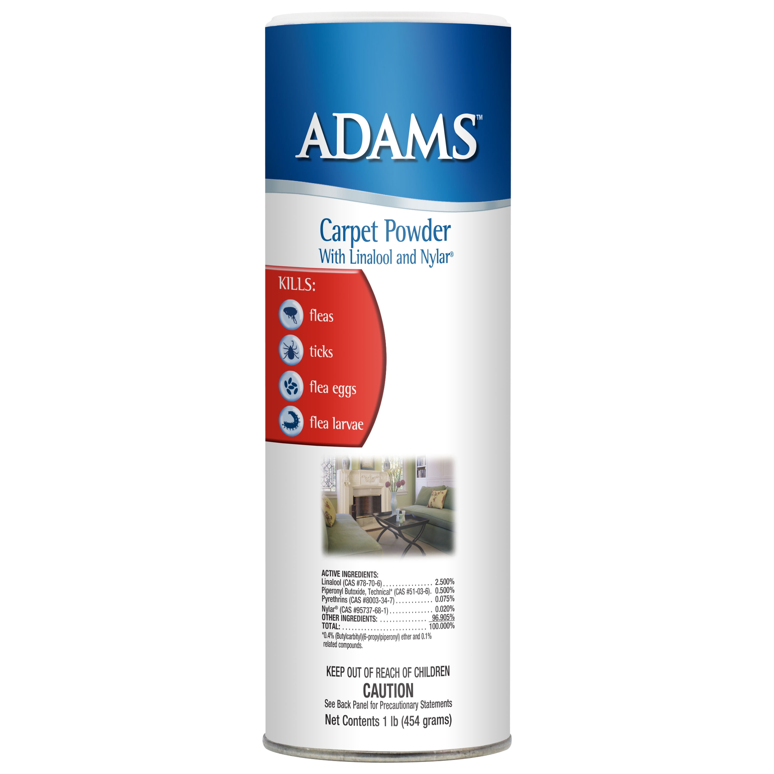 Adams Flea and Tick Carpet Powder 16 ounces, Fresh Citrus Scent