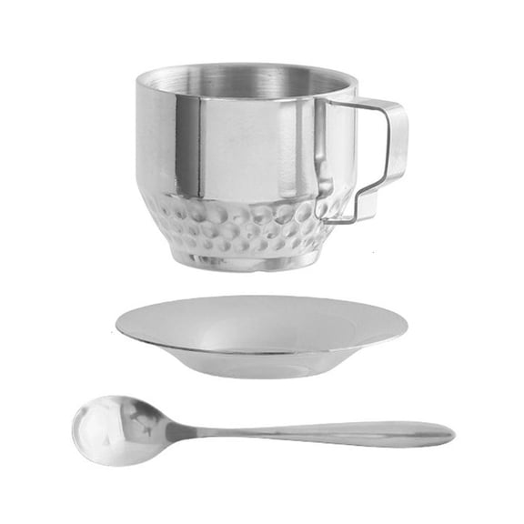 Insulated Coffee Cups with Spoon and Saucer for Lattes,Milk,Teas,Espresso
