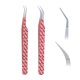 thumbnail image 1 of Pinzas para extensiones de pestañas Hadiz con punta de fibra, de acero inoxidable japonés, de dos piezas, curvas y de 45 grados (rosa bebé), 1 of 1