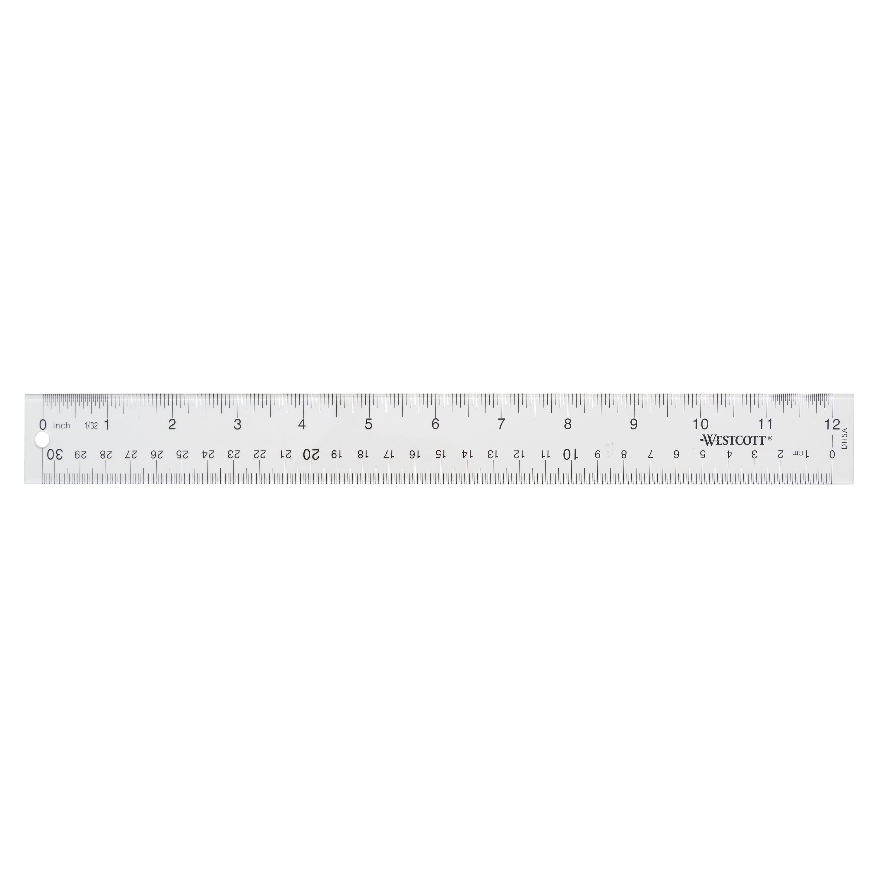 Westcott Acrylic Ruler, 12", Metric, Imperial, Clear, for Office and School, 1-Count