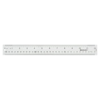 Westcott Acrylic Ruler, 12", Metric, Imperial, Clear, for Office and School, 1-Count