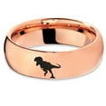 thumbnail image 2 of Tungsten Tyrannosaurus Rex Band Ring 7mm Men Women Comfort Fit 18k Rose Gold Dome Polished, 2 of 4