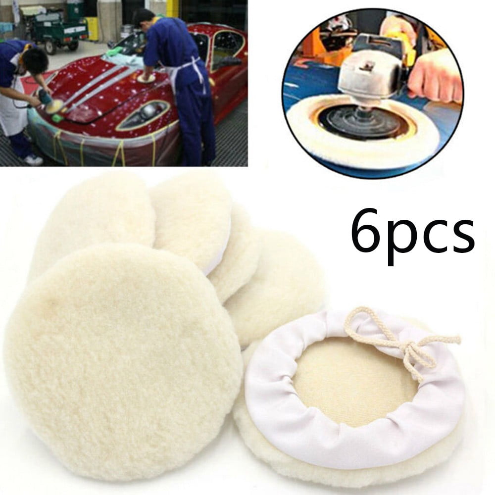 6Pcs 5inch/6inch Car Wool Bonnet Buffing Wheel Pad Buffer Polishing Polisher