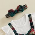 thumbnail image 6 of Cjfdfy Newborn Baby Girl Christmas Fall Clothes Set Christmas Plaid Striped Ruffle Long Sleeve Ribbed Jumpsuit Bow Headband Infant Cute Christmas Fall Winter Outfit 0-18 Months, 6 of 9