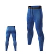 thumbnail image 3 of IWRICH Men's Striped Tights Compression Pants Workout Running Gym Legging Pants BU1 XXL, 3 of 8
