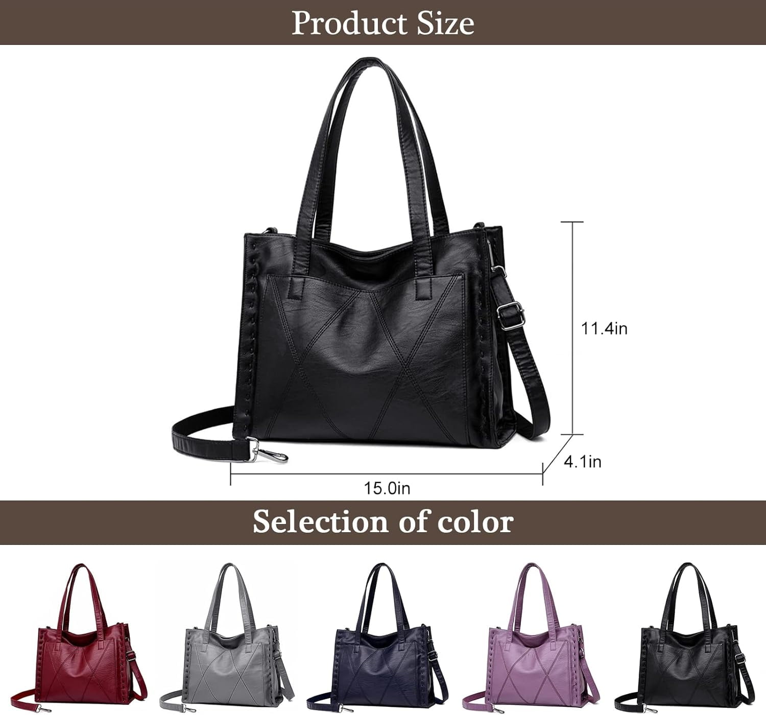 Handbag for Women Crossbody Shoulder Bag Vegan Leather Tote Top Handle Hobo Bags Large Capacity