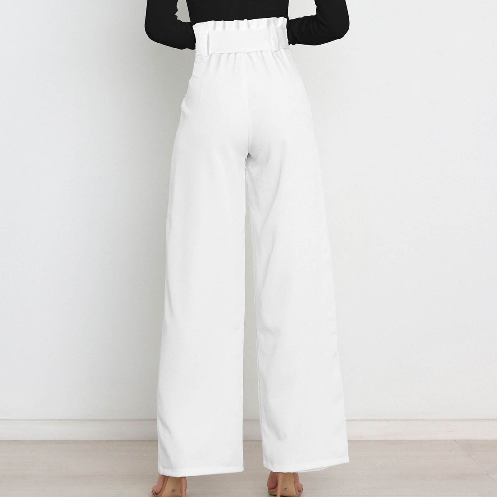 XFLWAM Wide Leg Pants for Women High Waist Dressy Bow Tie