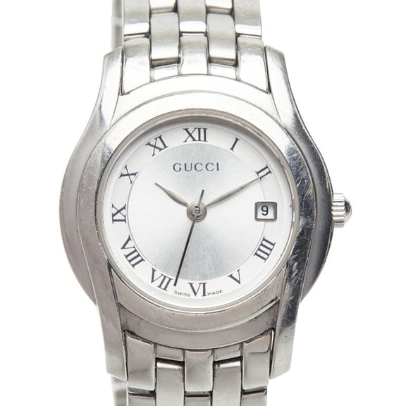 Pre-Owned Gucci G-Class 5500L Quartz Watch with Silver Dial and Stainless Steel, Women's