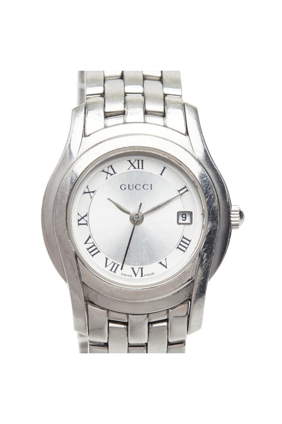 Pre-Owned Gucci G-Class 5500L Quartz Watch with Silver Dial and Stainless Steel, Women's