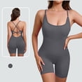 thumbnail image 2 of Ropa de Verano de Mujer Monos Sólidos Pantalones Cortos Deportivos Body Shaper Poliéster Longitud Regular Estilo Sexy, 2 of 5