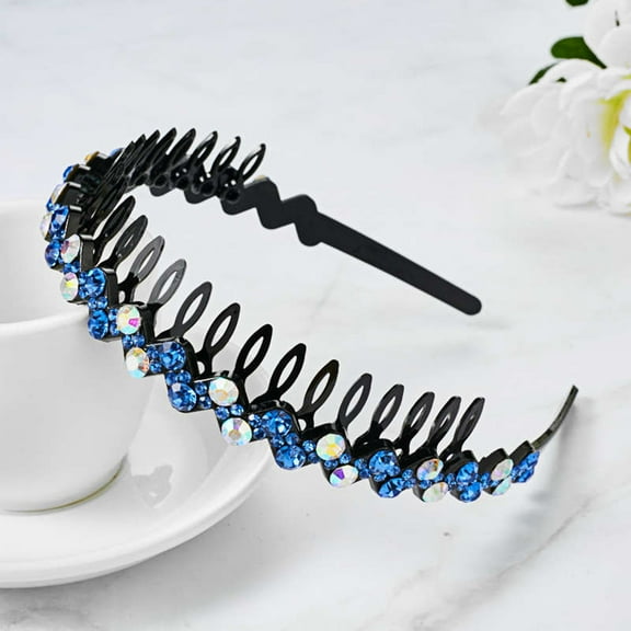 Jiaroswwei Flower Rhinestone Shining Headband Plastic Anti-slip Tooth Women Hair Hoop Hair Accessories