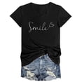 thumbnail image 4 of DHFJKG Women V Neck Top Short Sleeve T Shirt Casual Letter Graphic Tee Crew Neck Daily Wear Comfortable Summer Tshirts Trendy Tops, 4 of 4
