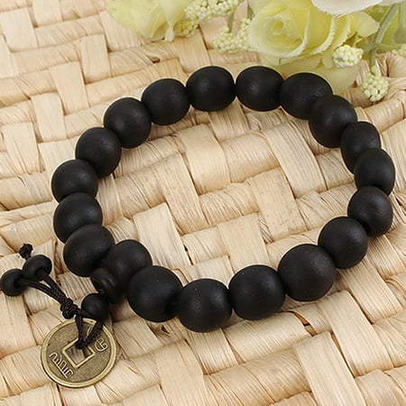 - Moderna Unisex Buddha Prayer Wood Beads Bracelet Copper Pendant Bangle Wrist Ornament