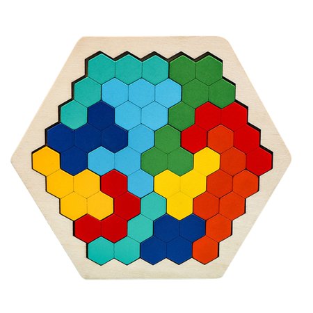 Mikilon Wooden Hexagon Puzzle For Kid Adults - Shape Pattern Block ...