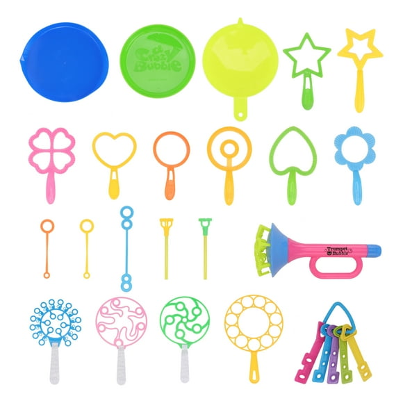 29 PCS in 1 Set Cartoon Bubble Show Toy Plastic Bubble Blowing Bar Funny Bubble Making Toy Lovely Handheld Bubble Sticks Bubbling Tube Toy with Tray for Outdoor Playing