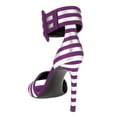 thumbnail image 4 of FSJ Women Fashion Round Open Toe Stripes Strappy Sandals Stiletto High Heel Ankle Strap Buckle Wedding Party Pumps Shoes Size 8 Purple, 4 of 5