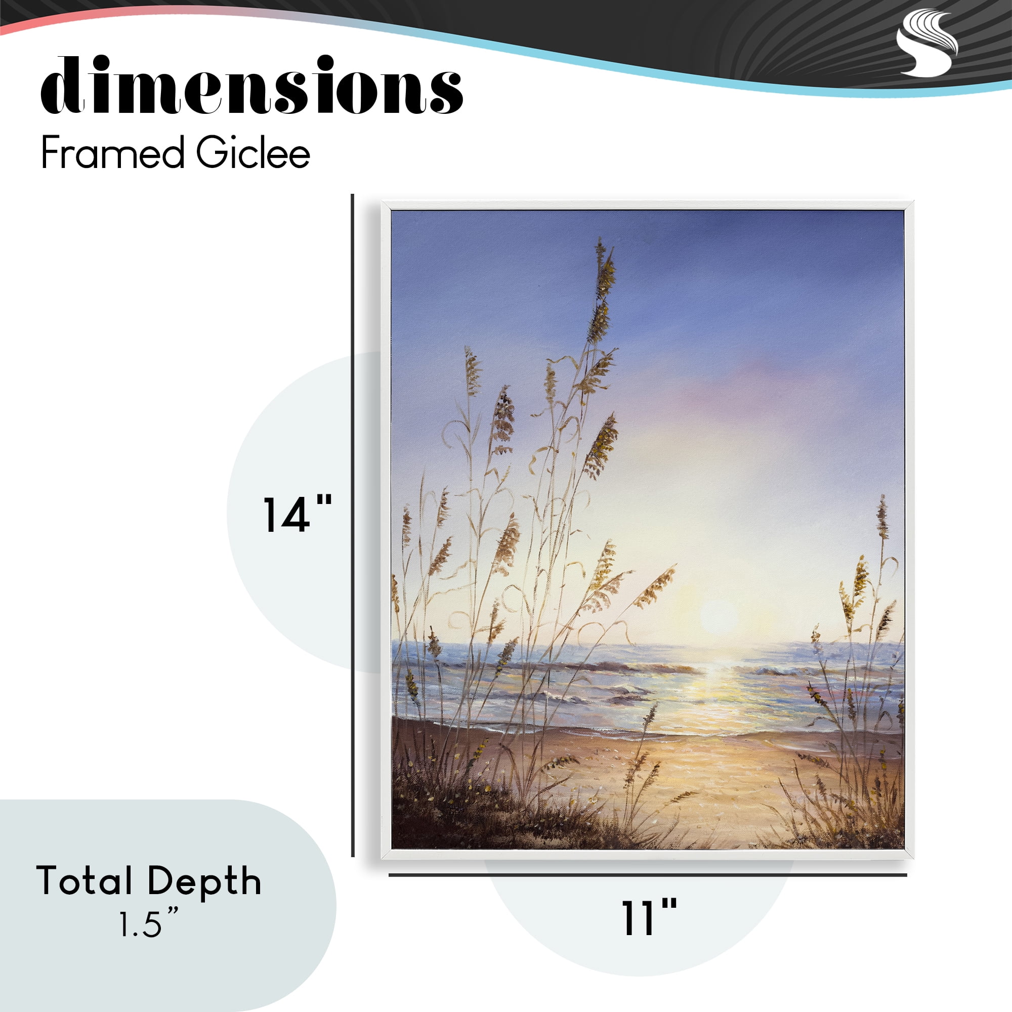 Seascape with Sunlit Grasses White Framed Giclee Art, design by Michelle Faber