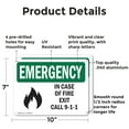 thumbnail image 2 of (2 Pack) In Case Of Fire Exit Call 9-1-1 OSHA Emergency Sign 10 Inch X 7 Inch Indoor / Outdoor Rust-Free Aluminum Metal Signs for Workplace, Workshop, and Construction Site, Made in the, 2 of 8