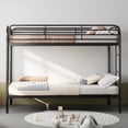 thumbnail image 3 of Kacho Metal Bunk Bed, Twin Over Twin Bunk Bed with Safety Full-Length Guardrail and 2 Ladders, Space Saving Bunk Bed for Adults Teens, No Box Spring Needed, Easy Assembly, Noise Free, Black, 3 of 7