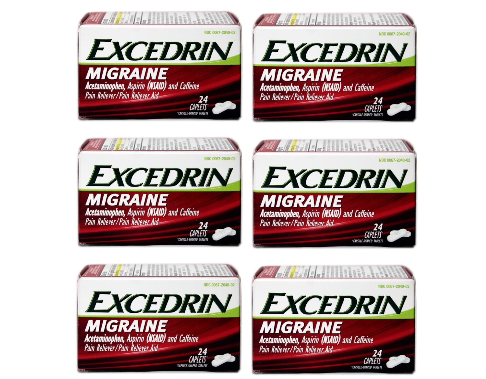 Excedrin Migraine Pain Reliever Caplets 24 ea (Pack of 6) - Walmart.com