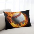 thumbnail image 2 of Waterproof Outdoor Throw Pillows with Inserts 12"x20", Baseball Soft Decorative Pillowcases for Couch Bedroom, Modern Buruning Flame Sport Black Background Pillow Covers for Sofa Living Room, 2 of 8