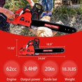 thumbnail image 2 of Gundir 62CC Gas Chainsaw - 20-Inch Professional Grade, Lightweight 15lb, Safety Valve & Anti-Vibration for Wood Cutting, Tree Trimming, 2 of 6