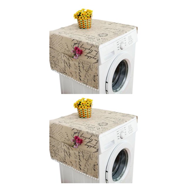 Yuarrent Cubierta antipolvo doble - Mantiene el refrigerador y la lavadora libres de polvo y limpios Cubierta lavable a máquina Toalla Letras Letras JIS 70*170 cm, 1 2Conjunto