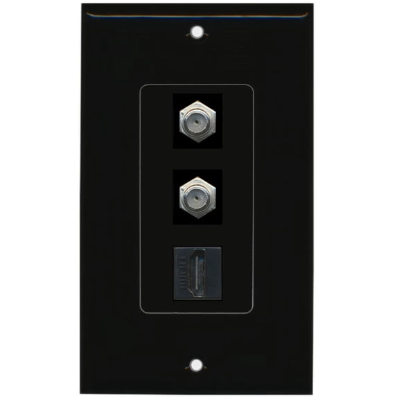 Ultra Spec Cables 2 Port Coax Cable TV HDMI Wall Plate Black