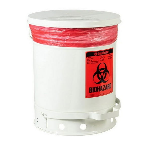 Justrite Biohazard Waste Container,18-1/4 In. H 05935