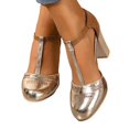thumbnail image 4 of HXWCHs Women's Fashion Square toe Heel Comfortable Casual Dress for Daily Wear and Festive Occasions 7.5 Gold, 4 of 8