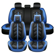 Maidao Car Seat Covers Leather Set for Jeep for Grand Cherokee 1992-Present 5 Seats Compatible Airbag Water Resistant Front Rear Cushion Protector Blue