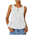 thumbnail image 2 of Summer Savings Clearance! LADIGASU Women's Fashion Solid Color Fallow Bow Round-Neck Tank Top, 2 of 7