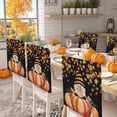 thumbnail image 2 of Fall Hat Chair Covers Set of 8 Gnome on Pumpkin Maple Leaves Thanksgiving Black Chair Back Covers Stretch Removable Washable Slipcovers Protector for Dining Room Kitchen Party Decor, 2 of 5