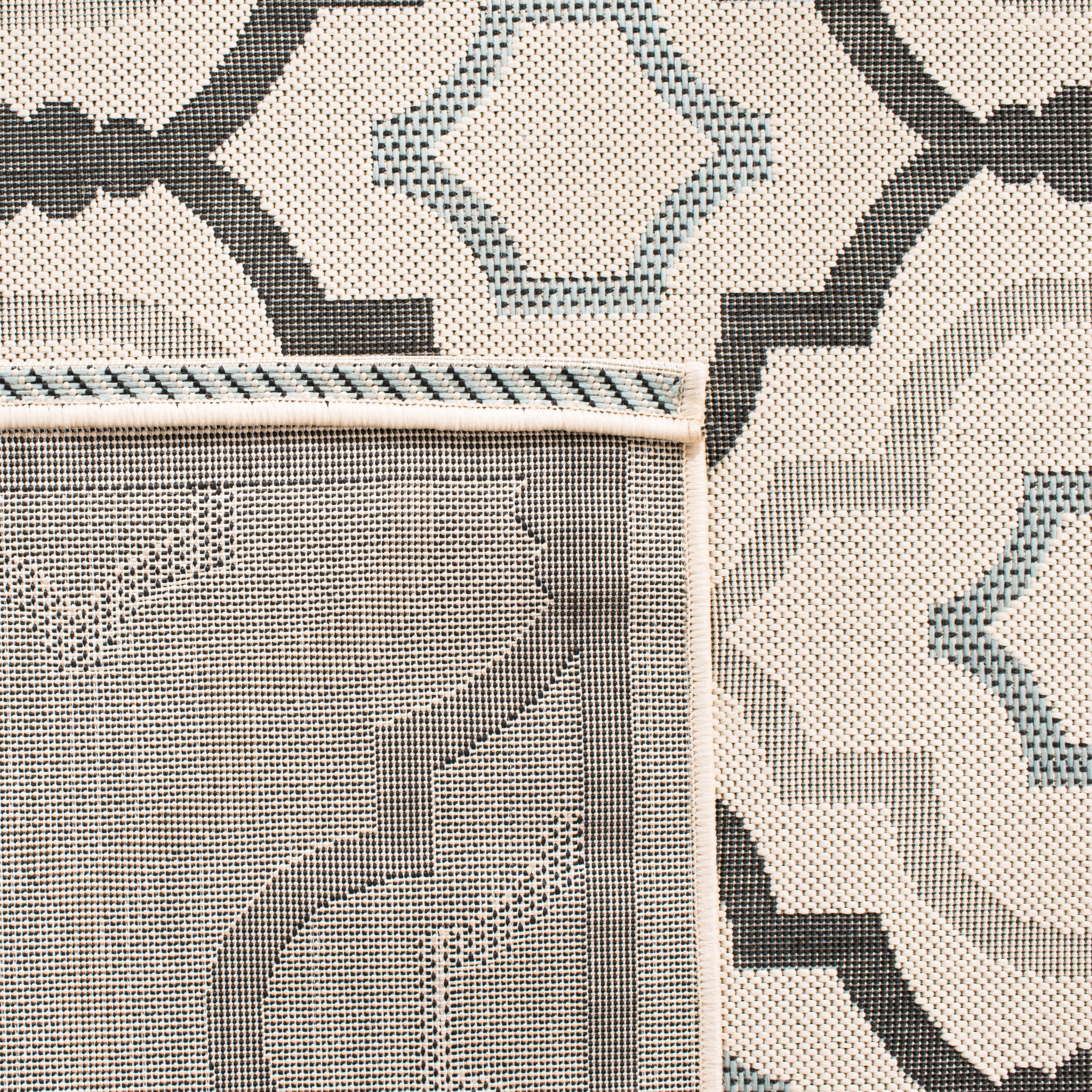 Safavieh Courtyard Bayon Geometric Indoor/Outdoor Runner Rug, Ivory/Black, 2'3" x 8'