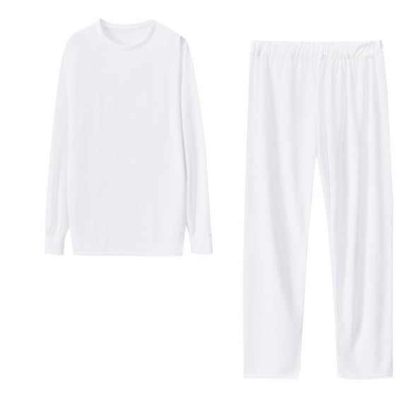 YYDGH Women's Pajama Sets Solid Color Long Sleeve Sweatshirt and Long Pants Soft Sleepwear Pjs Sets with Pockets White L