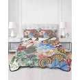 thumbnail image 3 of Quilts Twin Size, Boho Floral Soft Comforter Bedding Set for Bed, Spring Vintage Abstract Art Flowers Lightweight Quilted Bedspread with Pillow Cover(2 Pieces) for All Season, 68x86 Inch, 3 of 6