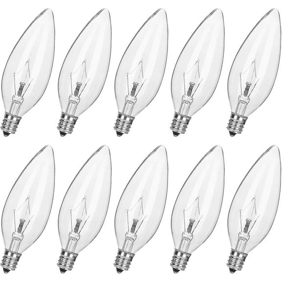 10 Pack 60W 120V E12 Base B10 CTC Incandescent Clear Light Bulbs,Transparent Candle Light Bulbs for-yuyu