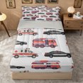 thumbnail image 1 of Erosebridal Cartoon Fire Engine Truck Zipper Twin Comforter Sets with Fitted Sheet and 2 Pillowcases for Boys Men, Ambulance Vehicle Zipper Bedding Set, Gray Reversible, 4pcs, 1 of 4