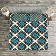 thumbnail image 3 of Ambesonne Floral Quilted Bedspread Set 3 Pcs, Victorian Antique Style, King Size, Black Aqua White, 3 of 3