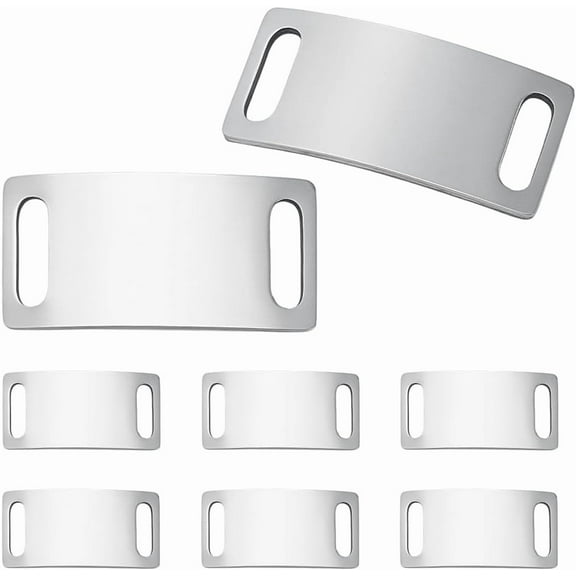 10Pcs Personalized Dog Collar Adjustable Dog Collar Stainless Steel Stamping Blank Tag Rectangle Pet Collar Tags Silent Engraved Slide On Pet ID Tag for Cats Dogs 40mm 1set