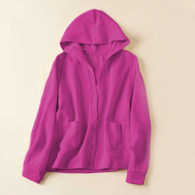 Pincandy Cardigan à Capuche pour Femme Veste Tricotée Automne à Empiècements Boutons Poche Mode Ample à Manches Longues Manteau