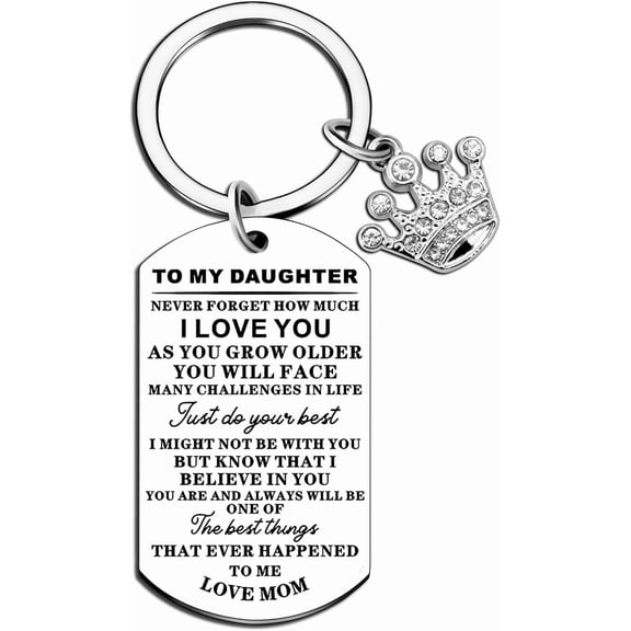 To My Daughter Keychain Christmas Gifts for Adults Daughters Teen Girls from Mom Cute Stocking Stuffers For Daughter Birthday Mothers Day Christmas Gifts