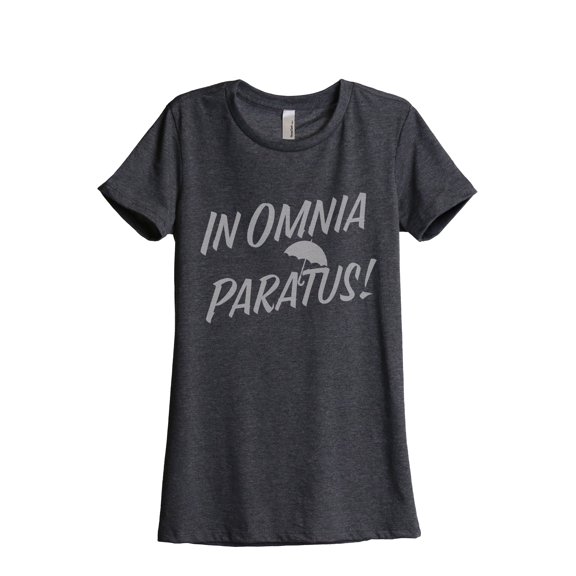 In Omnia Paratus Women's Fashion Relaxed T-Shirt Tee Charcoal Grey Small